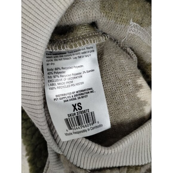 Reddy Camo Sherpa Hoodie Warm Sweater with Green Pocket for Dogs XS 11-13 inch - Picture 5 of 5